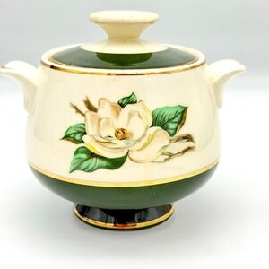 Vtg Homer Laughlin Cavalier Eggshell Magnolia Green Lidded Sugar Bowl 1953